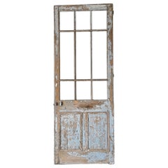 Antique 19th Century Reclaimed French 9 Lite Over 2 Panel Exterior Door