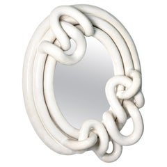 White glazed stoneware mirror by Clémentine Dupré, 2024