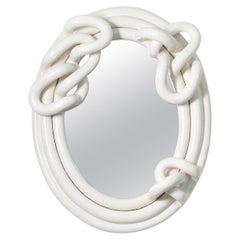 White glazed stoneware mirror by Clémentine Dupré, 2024