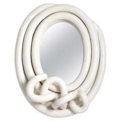 White glazed stoneware mirror by Clémentine Dupré, 2024