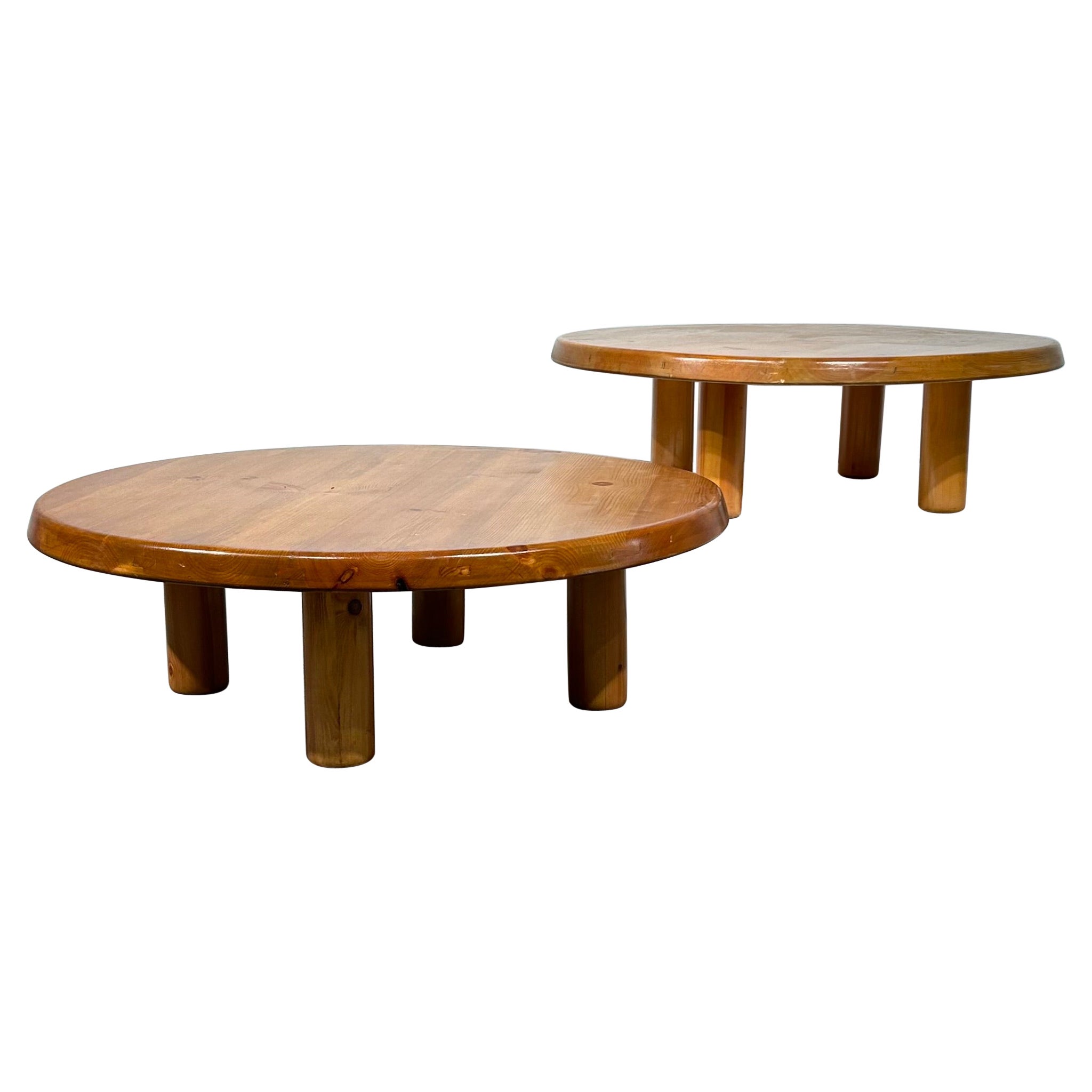 Set of 2 Charlotte Perriand round coffee table