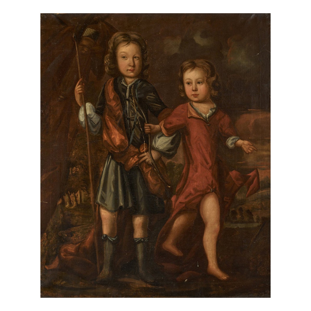 Welsh School, Ritratto dei due figli dei coniugi Oliver Jones, 1700 in vendita