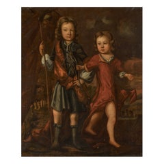 Portrait des deux enfants de Mme et Mme Oliver Jones, école galloise, années 1700