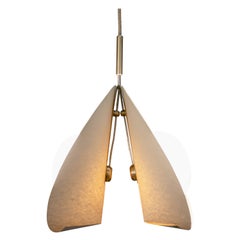 CONCHA Pendant Light Model 01 Small in Vanilla Flecked Paper, Brass & Opal Glass