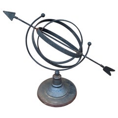 Vintage English Country Iron Black Garden Armillary Sundial