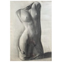 Disegno molto grande di nudo femminile di Renee Belvaux 1922