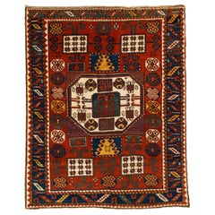 5.6x6.7 ft Antique Caucasian Karatchoph Kazak Rug, circa 1870