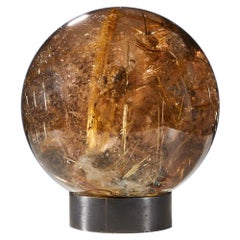 Captivating Quartz Sphere with Golden Rutile Inclusions