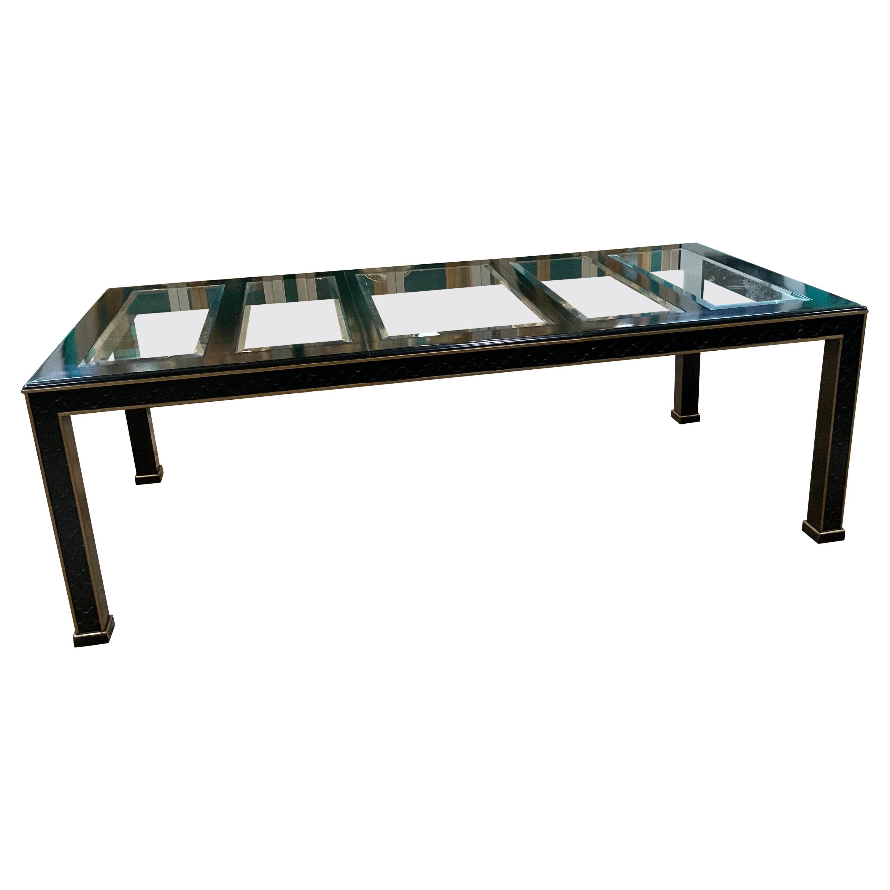 Ultra Rare Table de salle à manger Chippendale chinoise laquée noire du siècle dernier