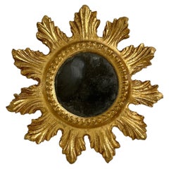 Petite Starburst Sunburst Gilded Wood and Composition Mirror, France