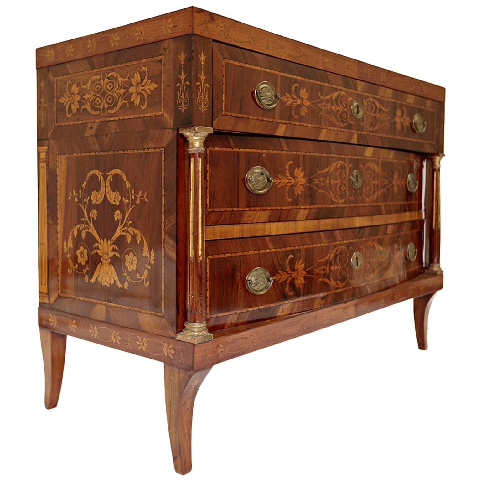 Early 19th Century Marquetry Commode For Sale