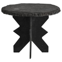 Used Primitive Geometric Riven Slate Side Table