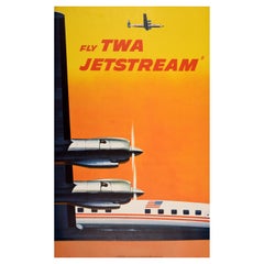 Poster originale d'epoca sulla compagnia aerea TWA Jetstream Frank Soltesz