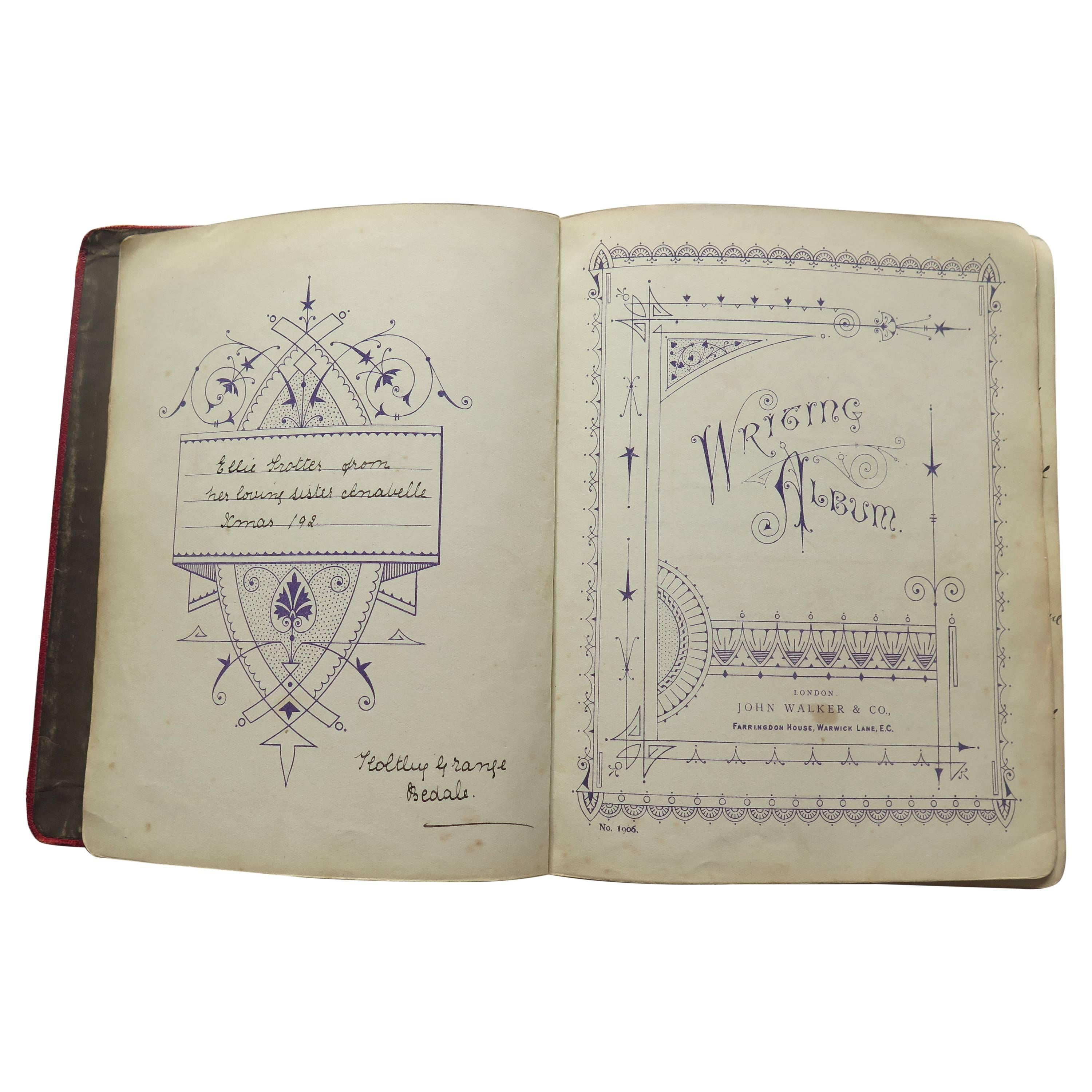 Late Victorian Writing Album, Personal Journal, Sketch Book and Stamp Album