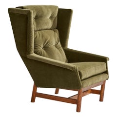 Adrian Pearsall, Lounge Chair, Oak, Velvet, USA, 1950s