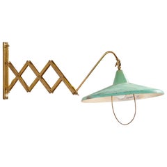 Italian Designer, Wall Light, Brass, Metal, Italy, 1940s