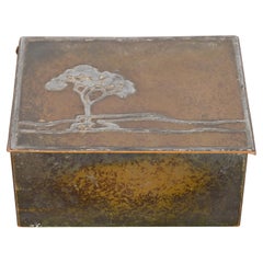 Humidificador o Caja de Cigarrillos Heintz Arts & Crafts de Plata de Ley sobre Bronce