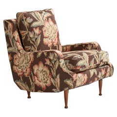 American Designer, Lounge Chair, Fabric, Walnut, USA, 1950s