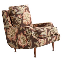 Diseñador americano, Silla de salón, Tela, Nogal, EE.UU., Década de 1950