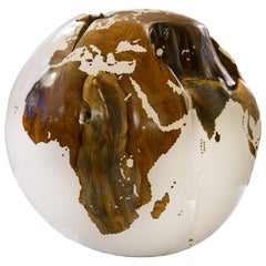 Globe Made in Teak Root in White Finish on Rotative Base
