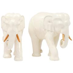 French Mid-Century White Elephant Sculptures