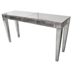 Distressed Mirrored Console Table