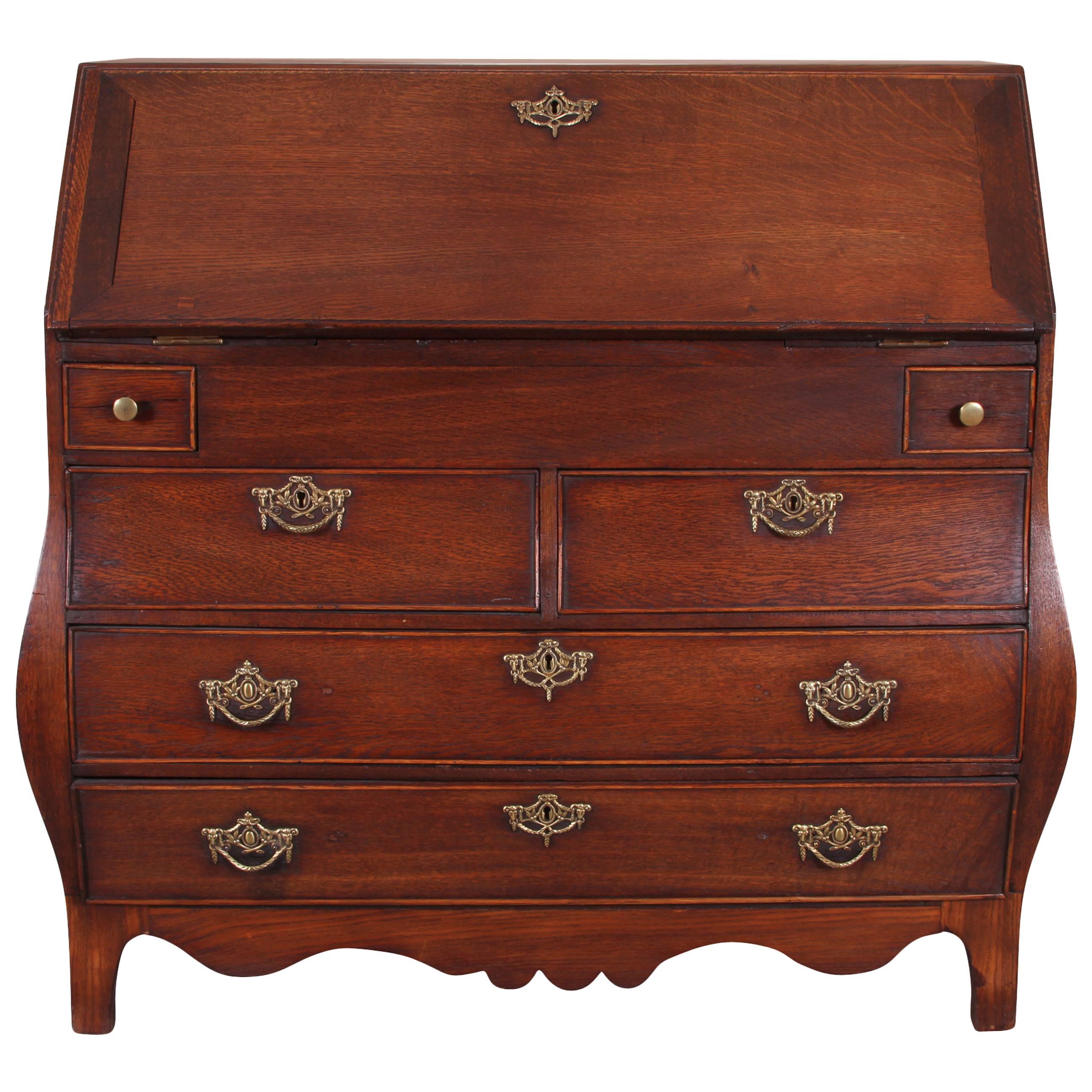Late 18th-Early 19th Century Dutch Slant Front Bombe Writing Desk