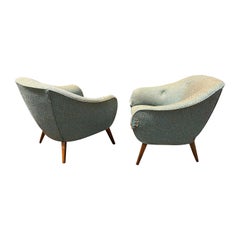 Stylish Pair Lawrence Peabody style Splayed Leg Barrel Back Lounge Chair