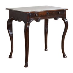 Italian, Piemonte, Dark Walnut Rococo Period 1-Drawer Wall Table, ca. 1740