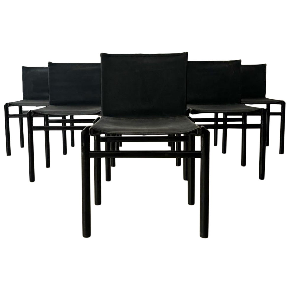Six ‘Mastro’ dining chairs by Afra and Tobia Scarpa for Molteni, 1981 Italy For Sale