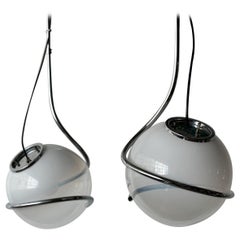 Rare pair of pendant lamps by Fabio Lenci, 1970’s Italy