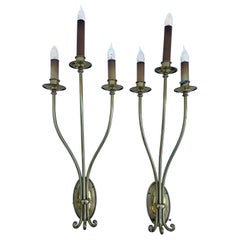 Pair of tall Neoclassical Brass Sconces
