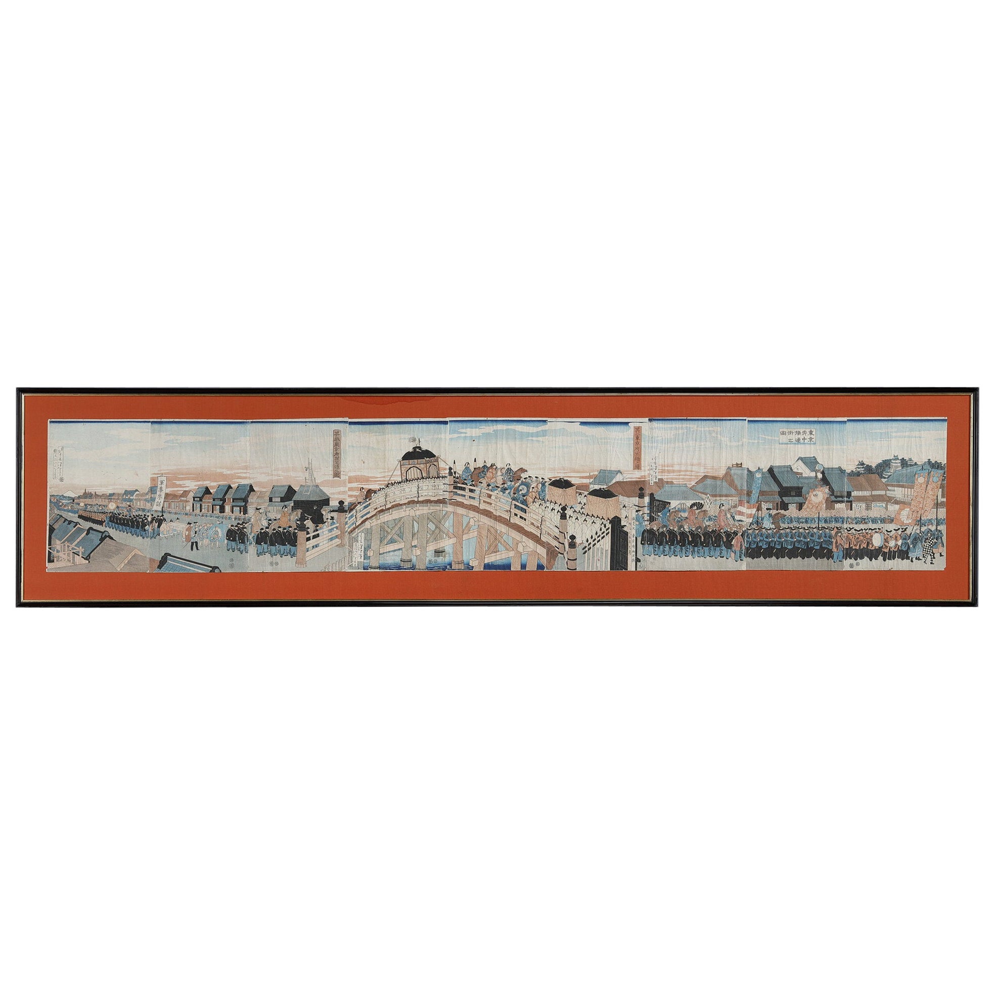 Set of 9 Oban Tate-e Japanese prints from the 19th century For Sale