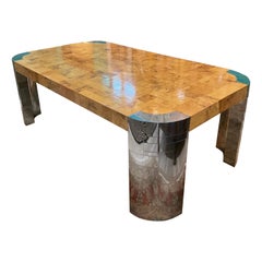Mesa de comedor con paisaje urbano icónico de Paul Evans de los años 70, firmada