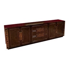 1970 Mastercraft 4pc Credenza in Burled Amboyna and Brass (Crédence 4 pièces en amboine et laiton)