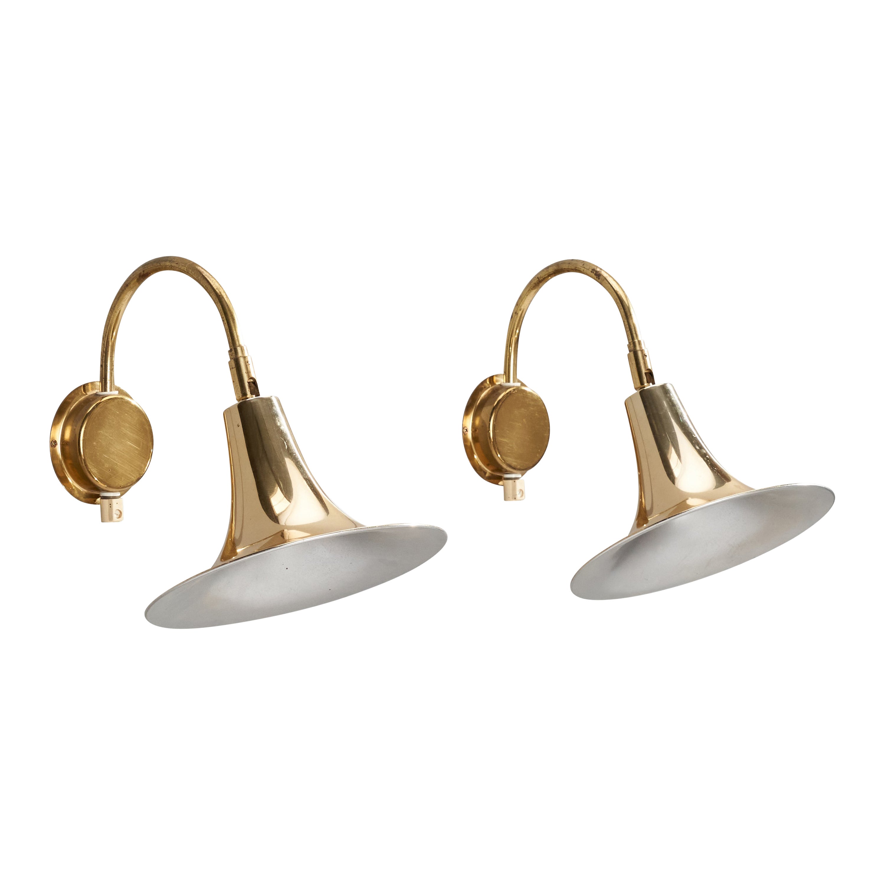 Börje Claes, Wall Lights, Messing, Schweden, 1970er Jahre