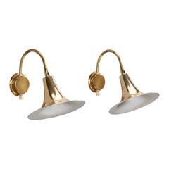 Vintage Börje Claes, Wall Lights, Brass, Sweden, 1970s