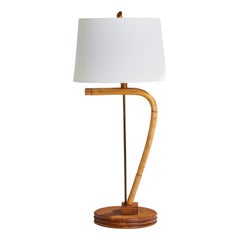 American Designer, Table Lamps, Bamboo, Brass, Wood, USA, 1950s