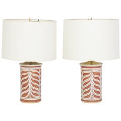 Pair of Glazed Terra Cotta Table Lamps