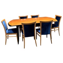 Vintage Post-Modern Italian Sculptural Dining Table Set Six Chairs Italy