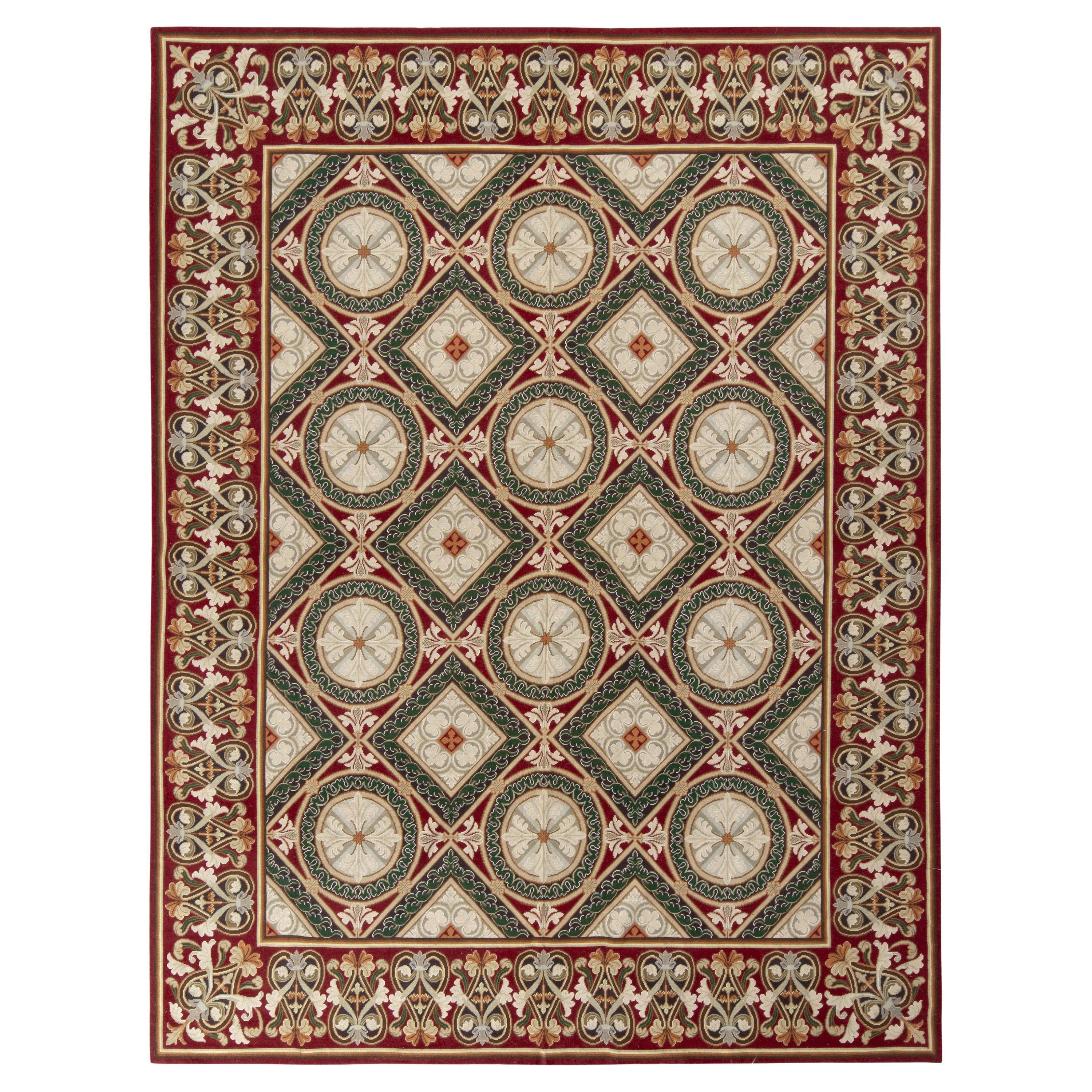 Alfombra de punto de aguja de estilo transicional Rug & Kilim, estampado floral rojo y verde