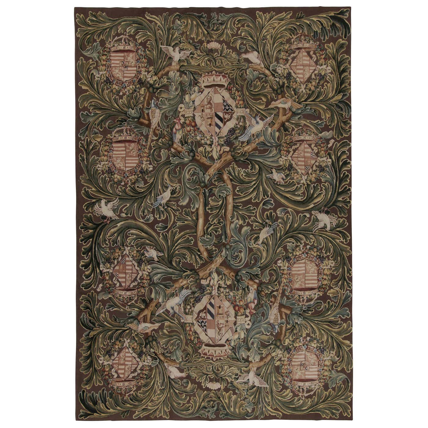 Rug and Kilim’s Armorial Tudor Style Kilim Rug in Black with Beige ...
