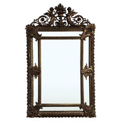 19th Century Louis XVI Gilt Figural Cushion Form Wall Mirror