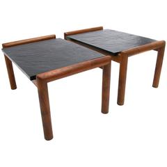 Adrian Pearsall for Craft Associates Walnut End Tables with Floating Slate Top