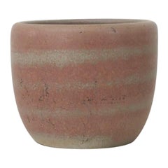 Mid-Century Red and Gray Striated Ceramic Planter