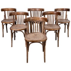Retro 1960's Saddle Back Faded Bentwood Dining Chair - Set Of Six