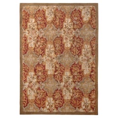 Rug & Kilim's Aubusson Style Flat-Weave Beige-Brown Red Floral Pattern