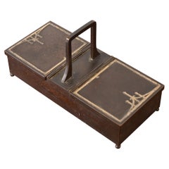Caja para cigarrillos o humidificador doble Heintz Arts & Crafts de plata de ley sobre bronce