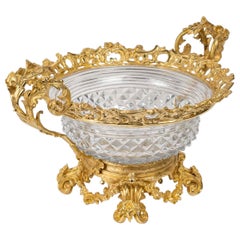 Antique An important Cut Crystal Bowl with Gilt Bronze Mounting, Napoleon III Period.