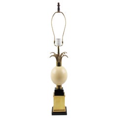 Rara lampada da tavolo in guscio d'uovo di struzzo della Maison Charles et Fils France, circa 1960